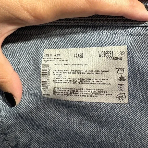 Vintage Dickies Mens 44x30 Spell Out Box Logo Denim Jean Overalls Bibs Blue - Picture 4 of 4